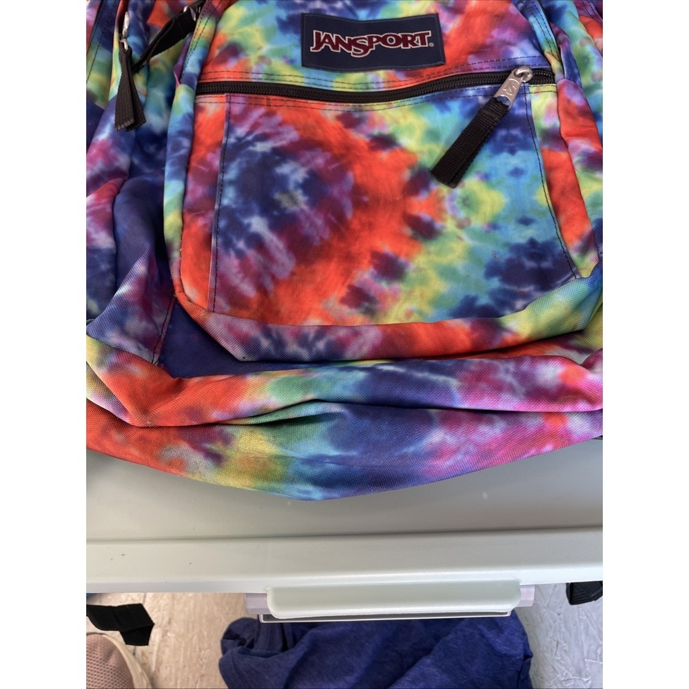 JANSPORT RED/MULTI HIPPIE DAYS BIG STUDENT SCHOOL BACKPACK/LAPTOP POUCH - Picture 5 of 8